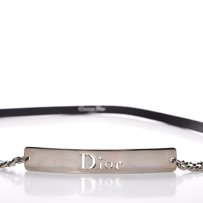 Christian Dior Calfskin Crystal Logo Clasp Belt 85 Black 7 of 7