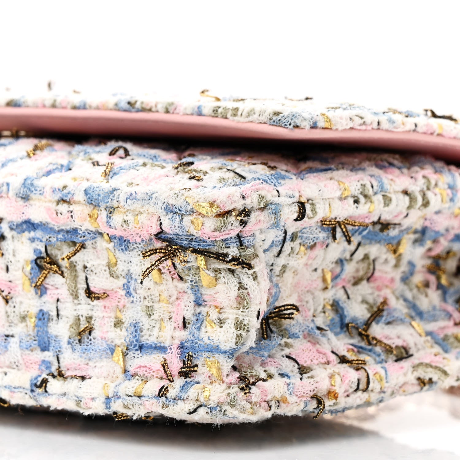 Chanel Tweed Quilted Wallet On Chain WOC Blue Pink Gold 11 of 12