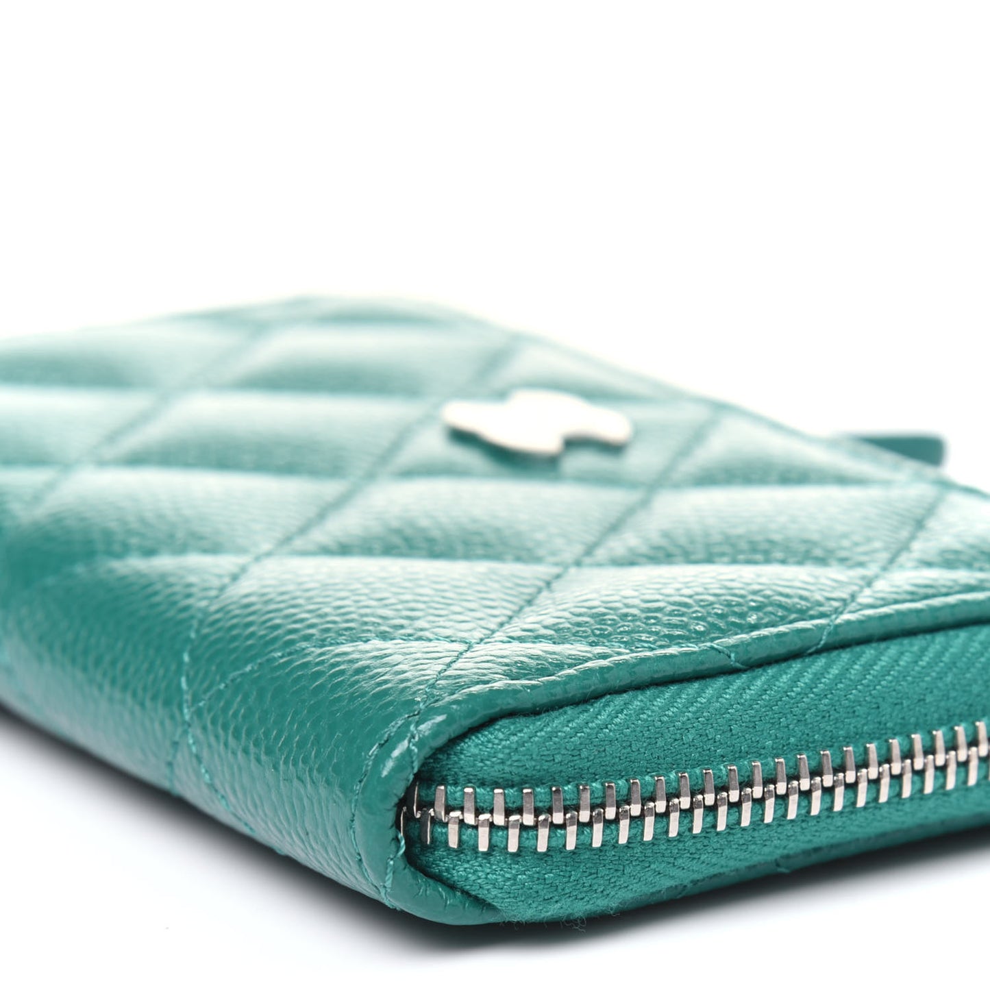 Caviar Quilted Zipped Key Holder Case Green