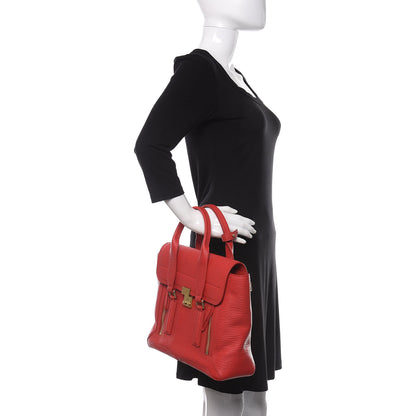 3.1 Phillip Lim 3.1 Textured Calfskin Medium Pashli Satchel Red 2 of 10