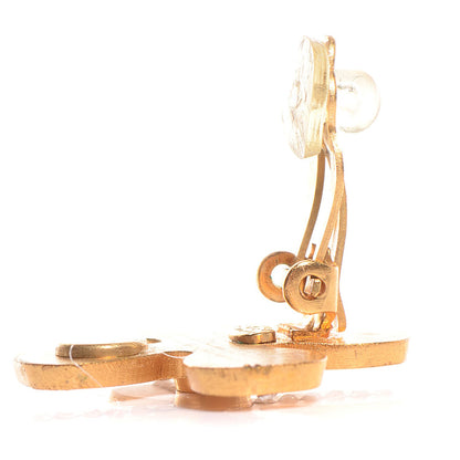 Chanel Crystal CC Cross Clip On Earrings Gold 3 of 4