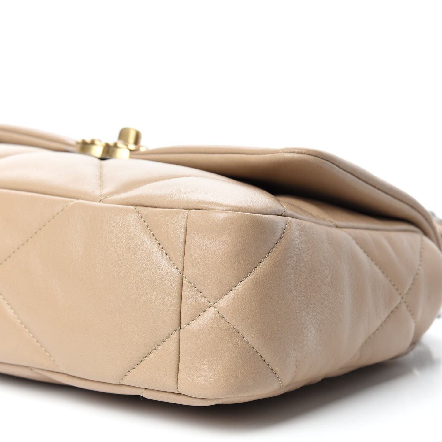 Lambskin Quilted Medium Chanel 19 Flap Dark Beige