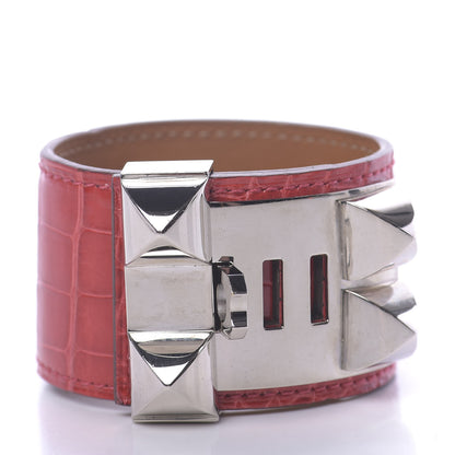 Hermes Shiny Alligator Collier De Chien CDC Bracelet S Rouge Vif 3 of 5
