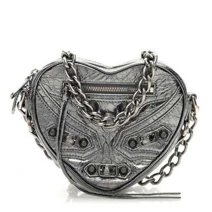 Balenciaga Metallic Agneau Arena Mini Le Cagole Heart Bag Silver 1 of 8