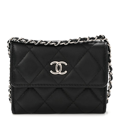 Chanel Lambskin Quilted Card Holder On Chain Black 1 of 11