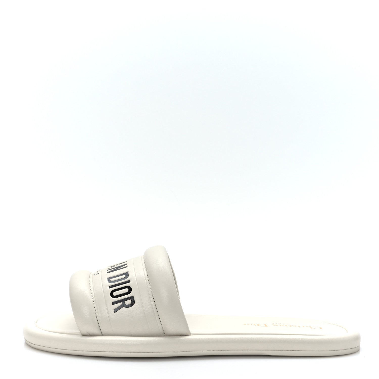 Christian Dior Lambskin Embossed Every-D Flat Slide Sandals 38 Off White 1 of 8