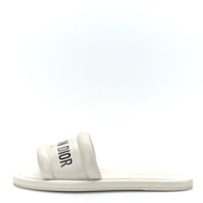 Christian Dior Lambskin Embossed Every-D Flat Slide Sandals 38 Off White 1 of 8