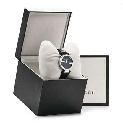 Gucci Stainless Steel Calfskin 37mm Interlocking G Quartz Watch Black 5 of 5