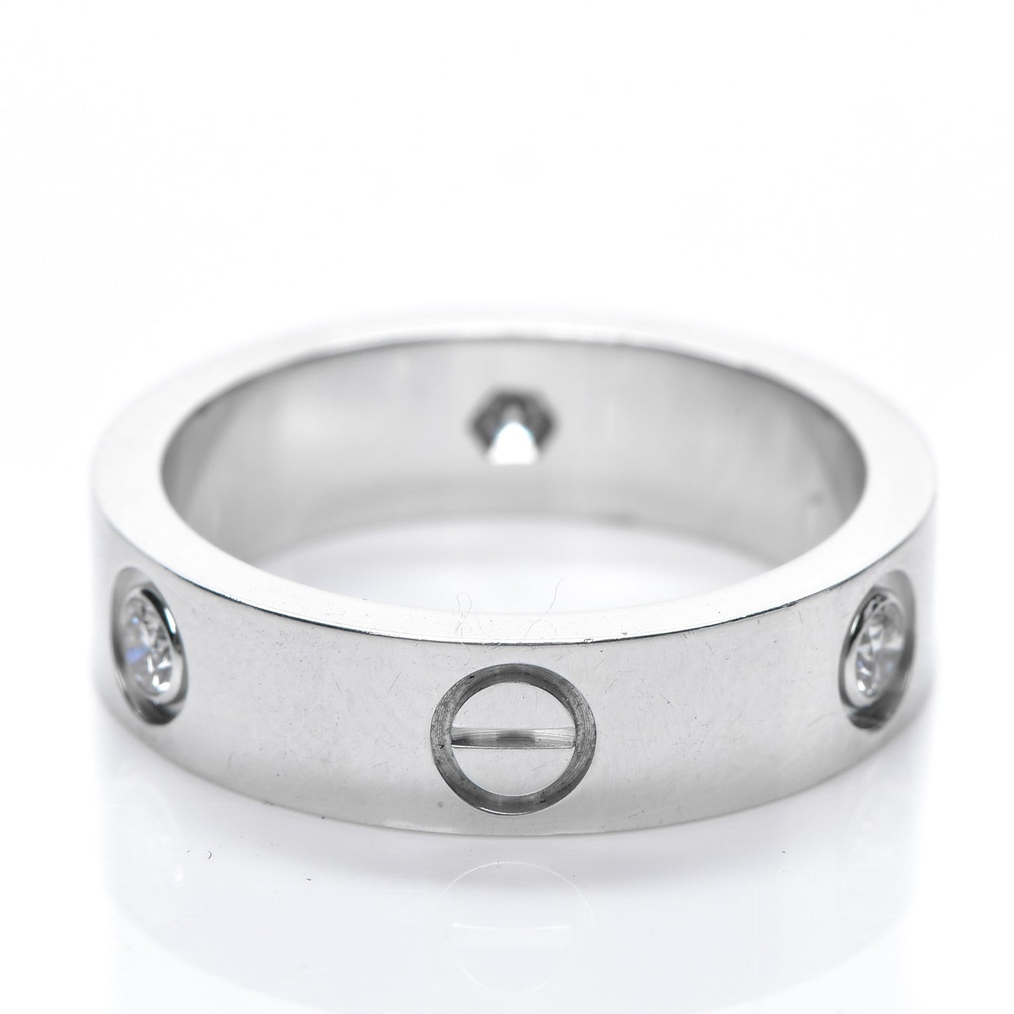 18K White Gold 3 Diamond 5.5mm LOVE Ring 57 8