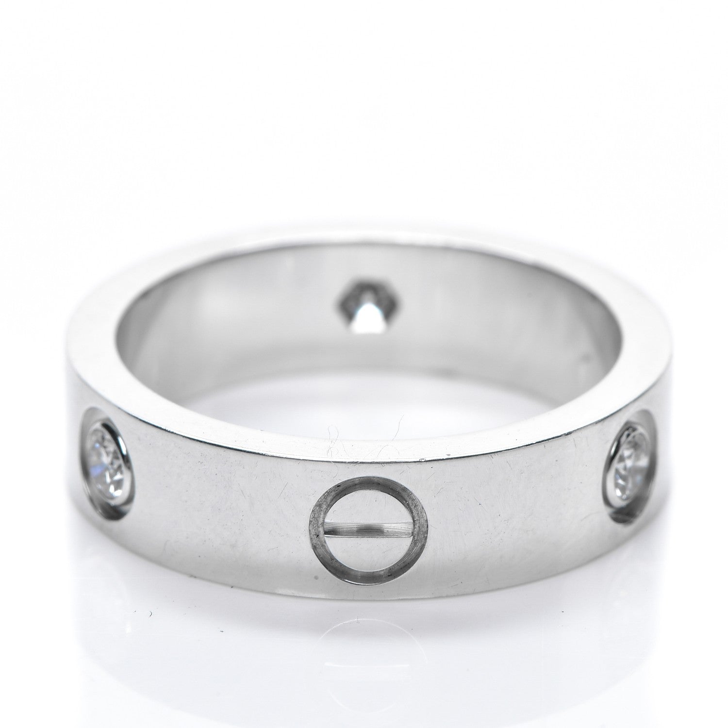 Cartier 18K White Gold 3 Diamond 5.5mm LOVE Ring 57 8 3 of 7