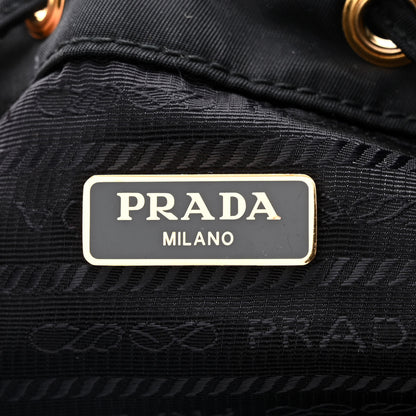 Prada Saffiano Tessuto Nylon Mini Bucket Crossbody Bag Black 6 of 10