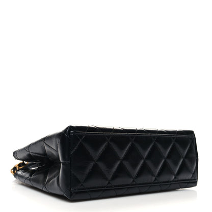 Chanel Shiny Aged Calfskin Quilted Nano Kelly Shopper Black 4 of 10