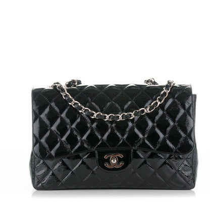Chanel Distressed Patent Quilted Jumbo Single Flap Black 1 of 7