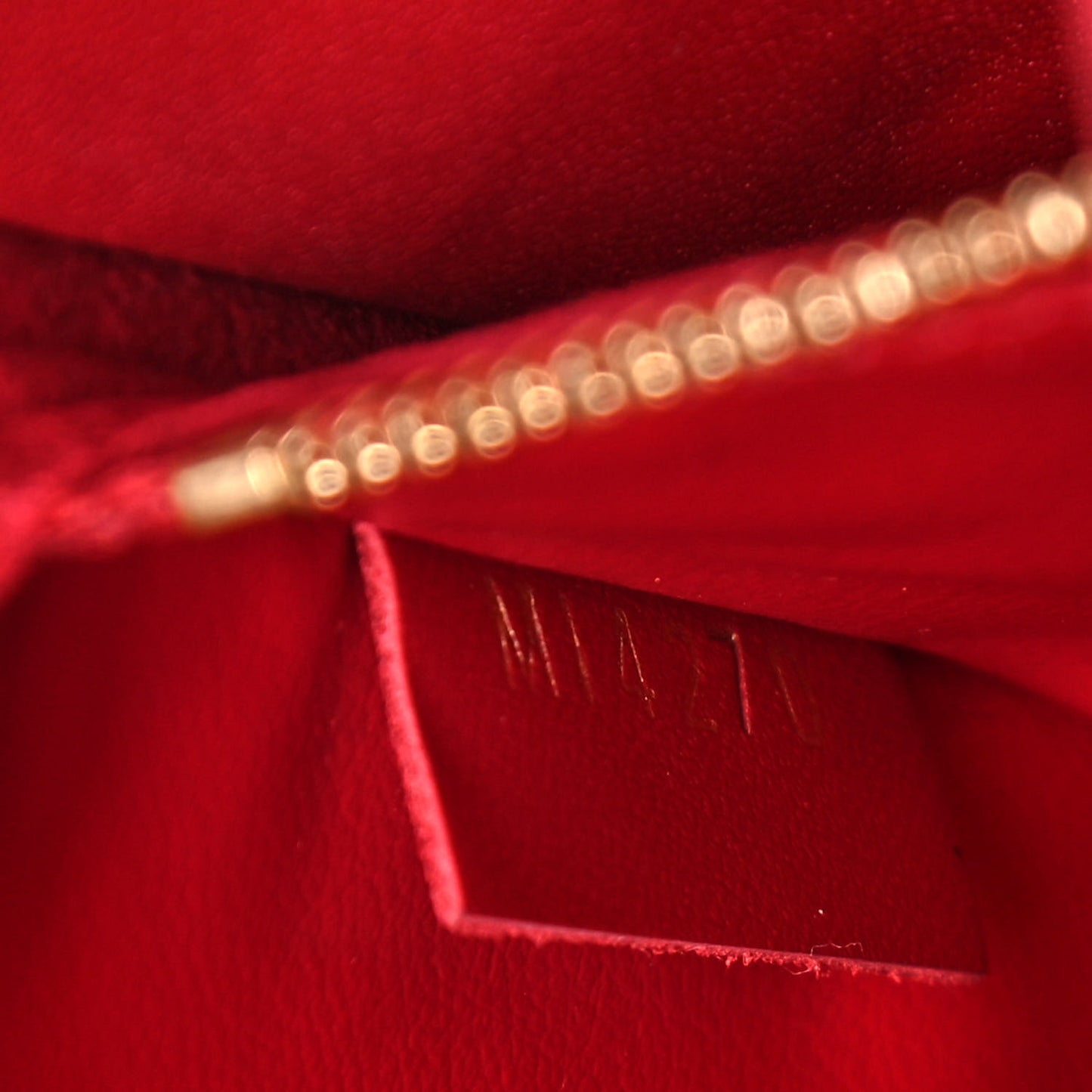 Damier Ebene Croisette Chain Wallet Scarlet