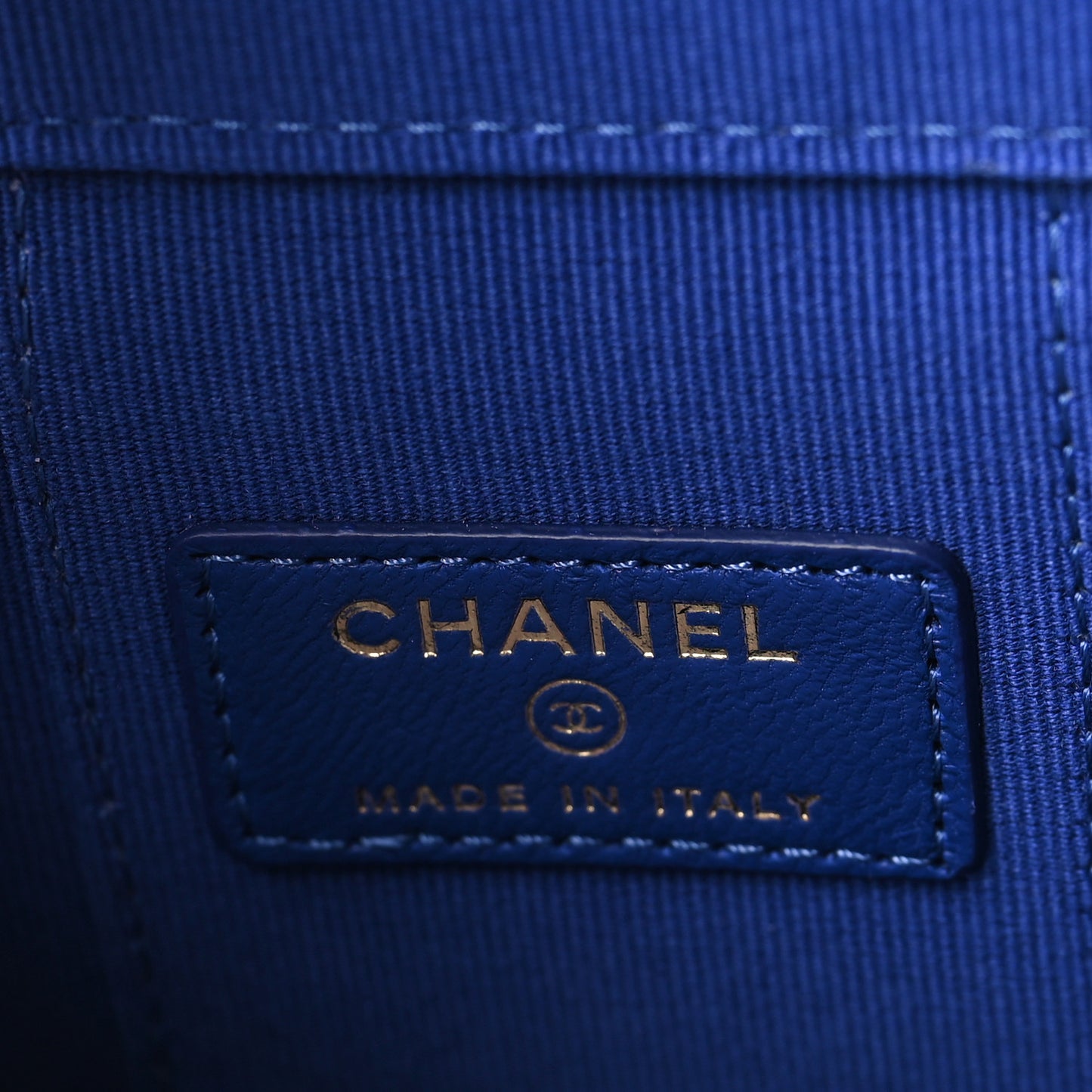 Lambskin Quilted Top Handle Mini Vanity Case With Chain Blue