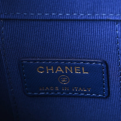 Chanel Lambskin Quilted Top Handle Mini Vanity Case With Chain Blue 7 of 10