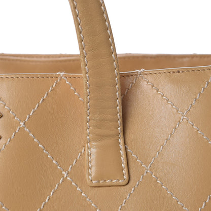 Chanel Calfskin Contrast Stitch Surpique Tote Beige 12 of 14