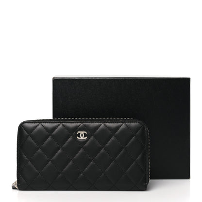 Chanel Lambskin Quilted Large Gusset Zip Around Wallet Black 10 of 10