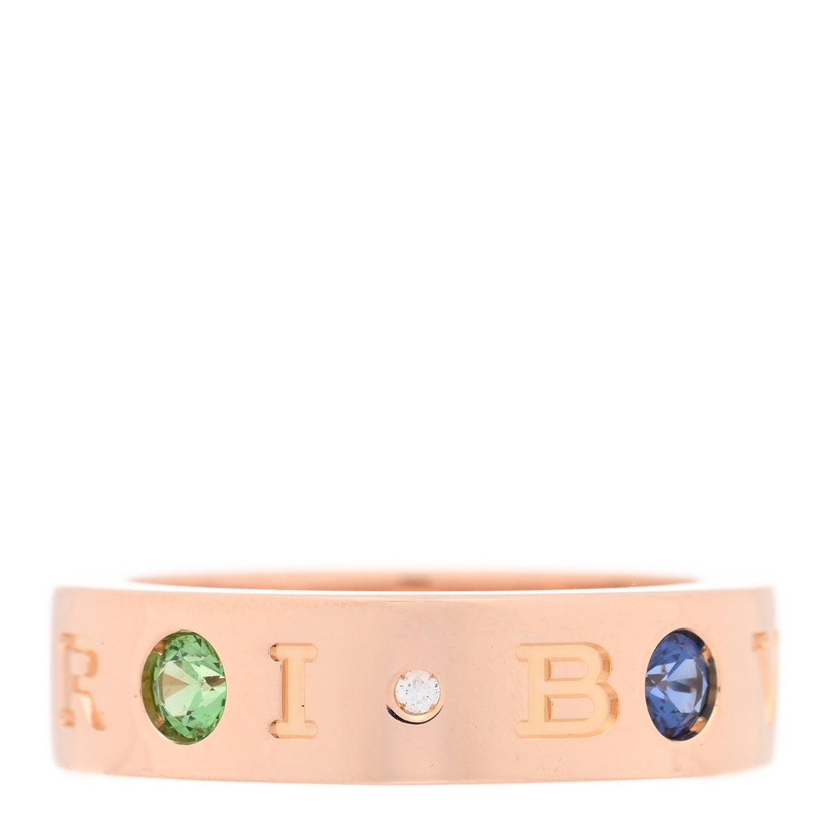 18K Rose Gold Diamond Sapphire Tsavorite Garnet Roman Sorbet Band Ring 49 5