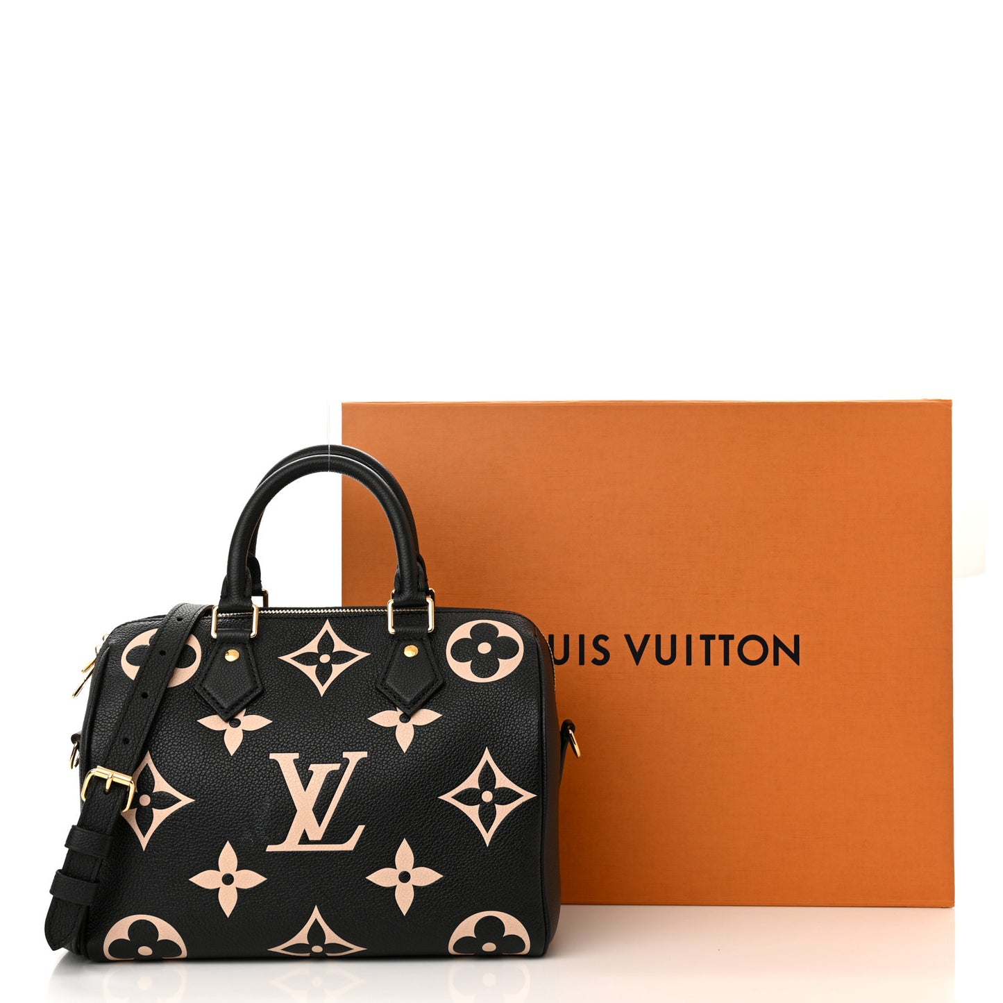 Empreinte Monogram Giant Speedy Bandouliere 25 Black Beige