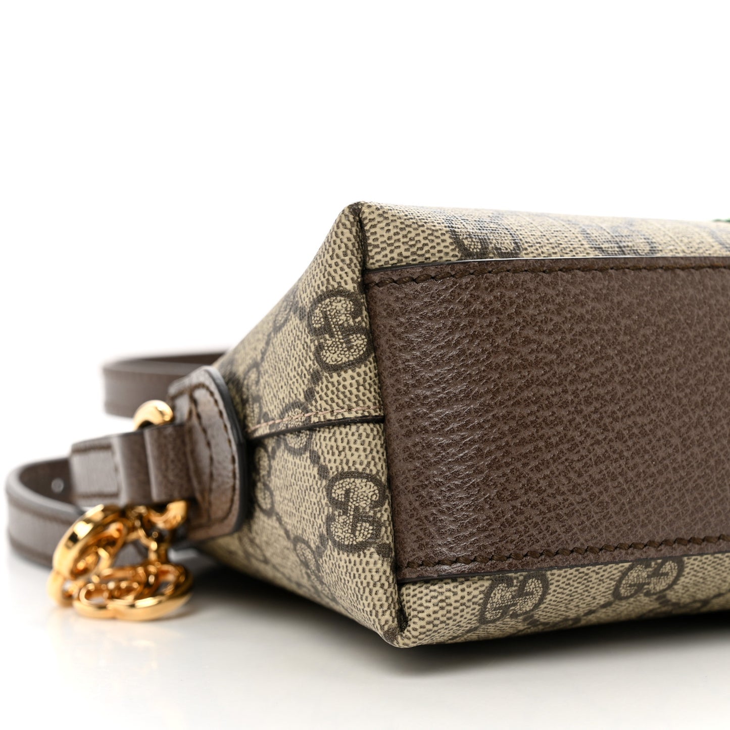 GG Supreme Monogram Textured Dollar Calfskin Web Small Ophidia Dome Shoulder Bag Beige Ebony New Acero