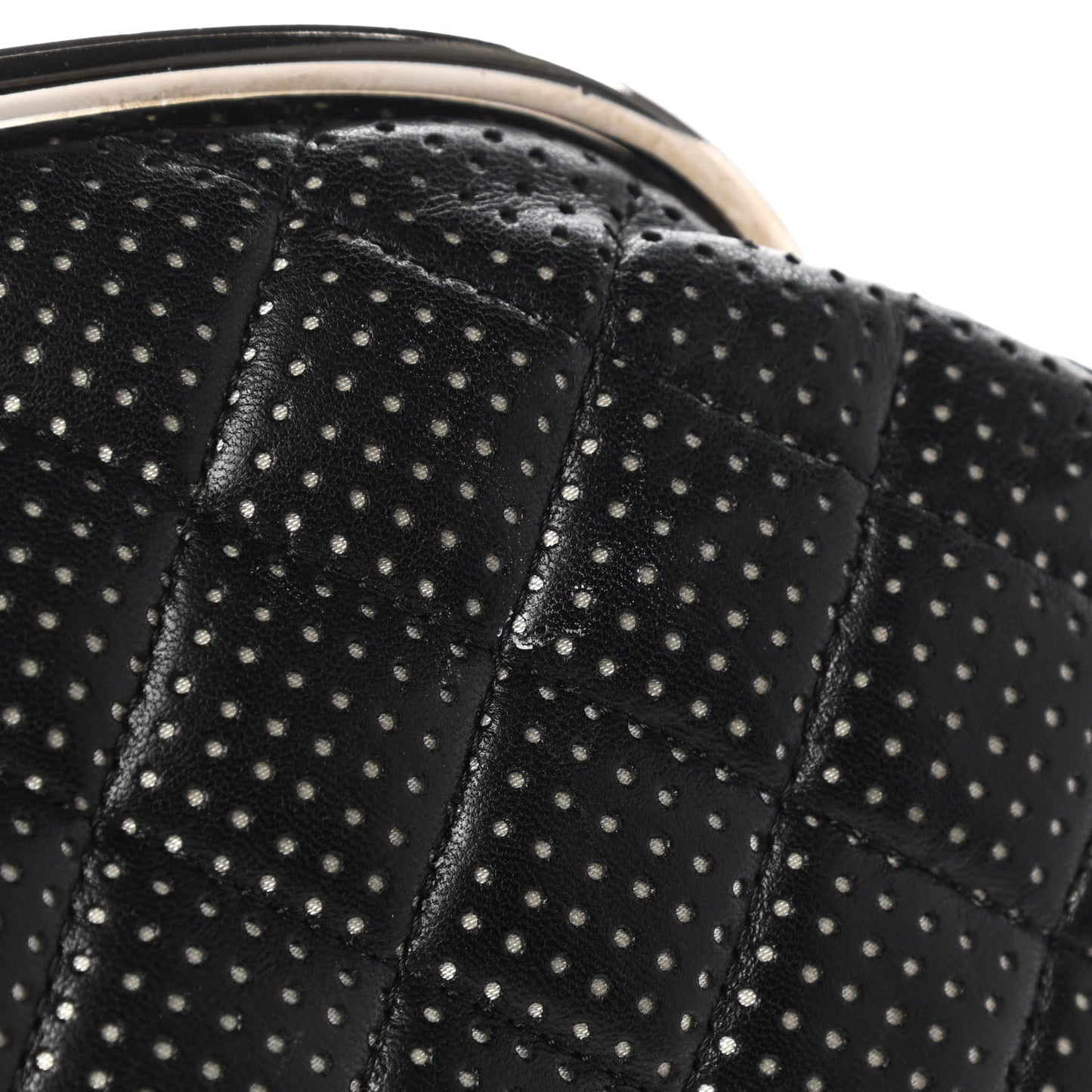 Lambskin Perforated Timeless Clutch Black