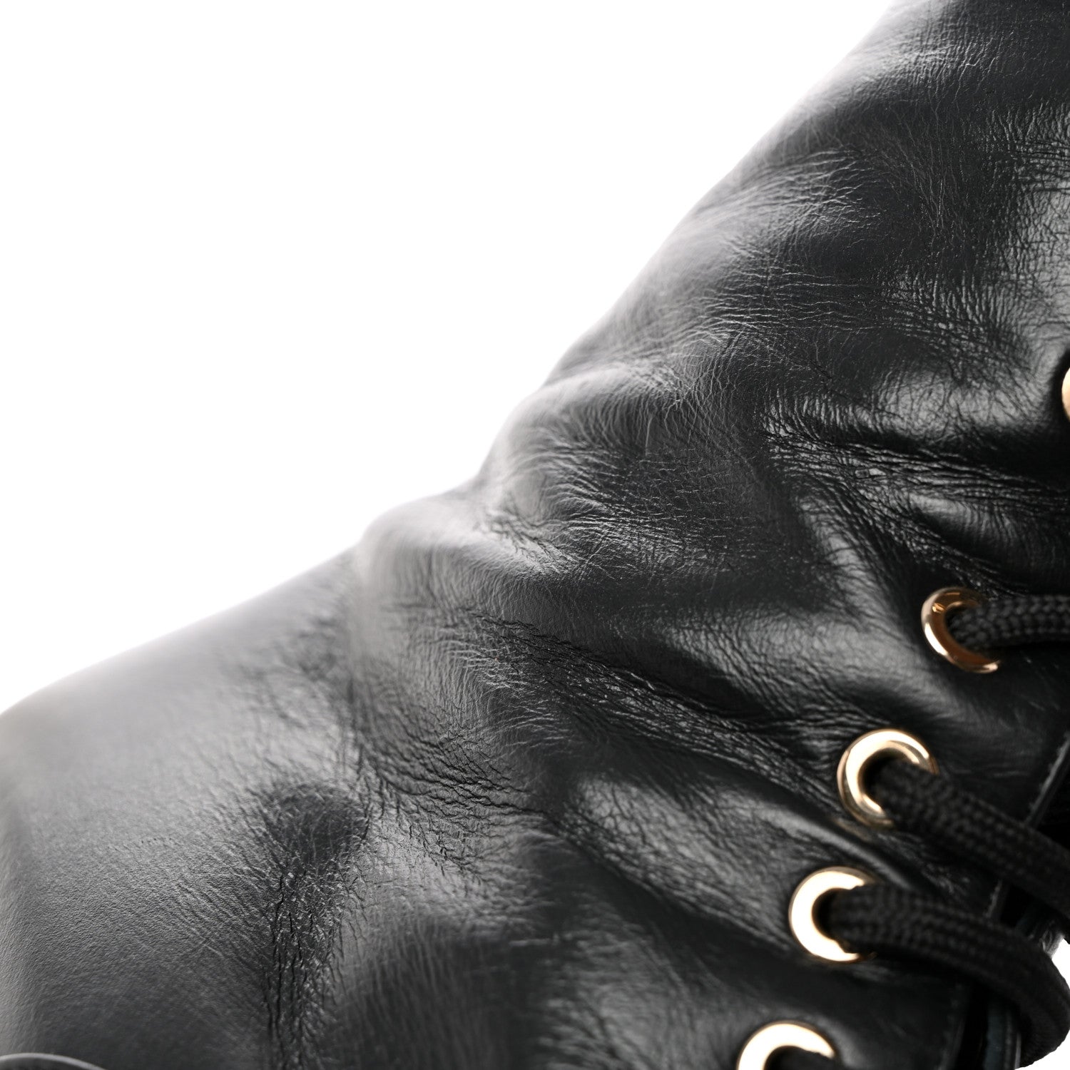 Chanel Crumpled Calfskin Patent Cap Toe Lace Up Combat Boots 38.5 Black 9 of 10