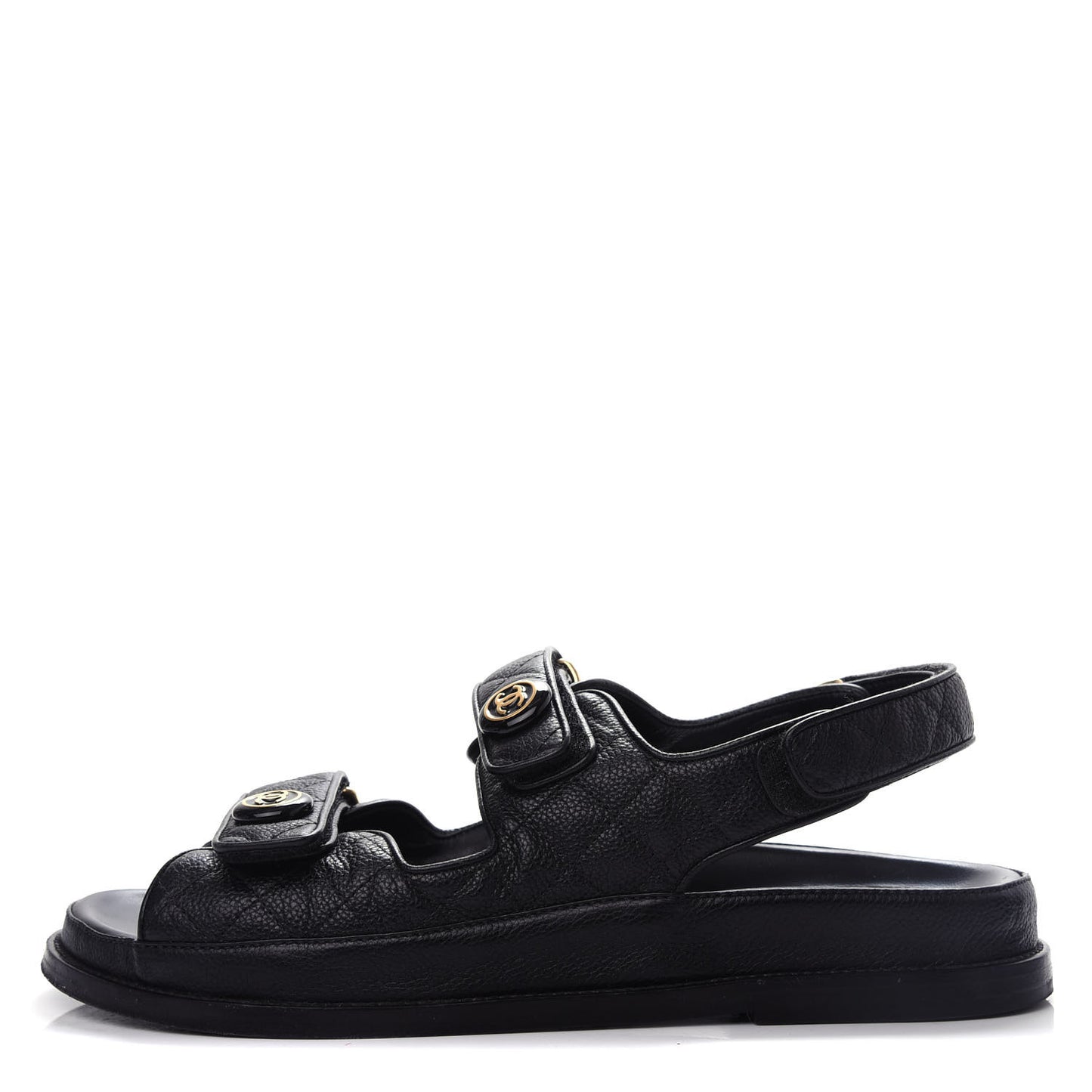 Grained Calfskin Velcro Dad Sandals 41 Black