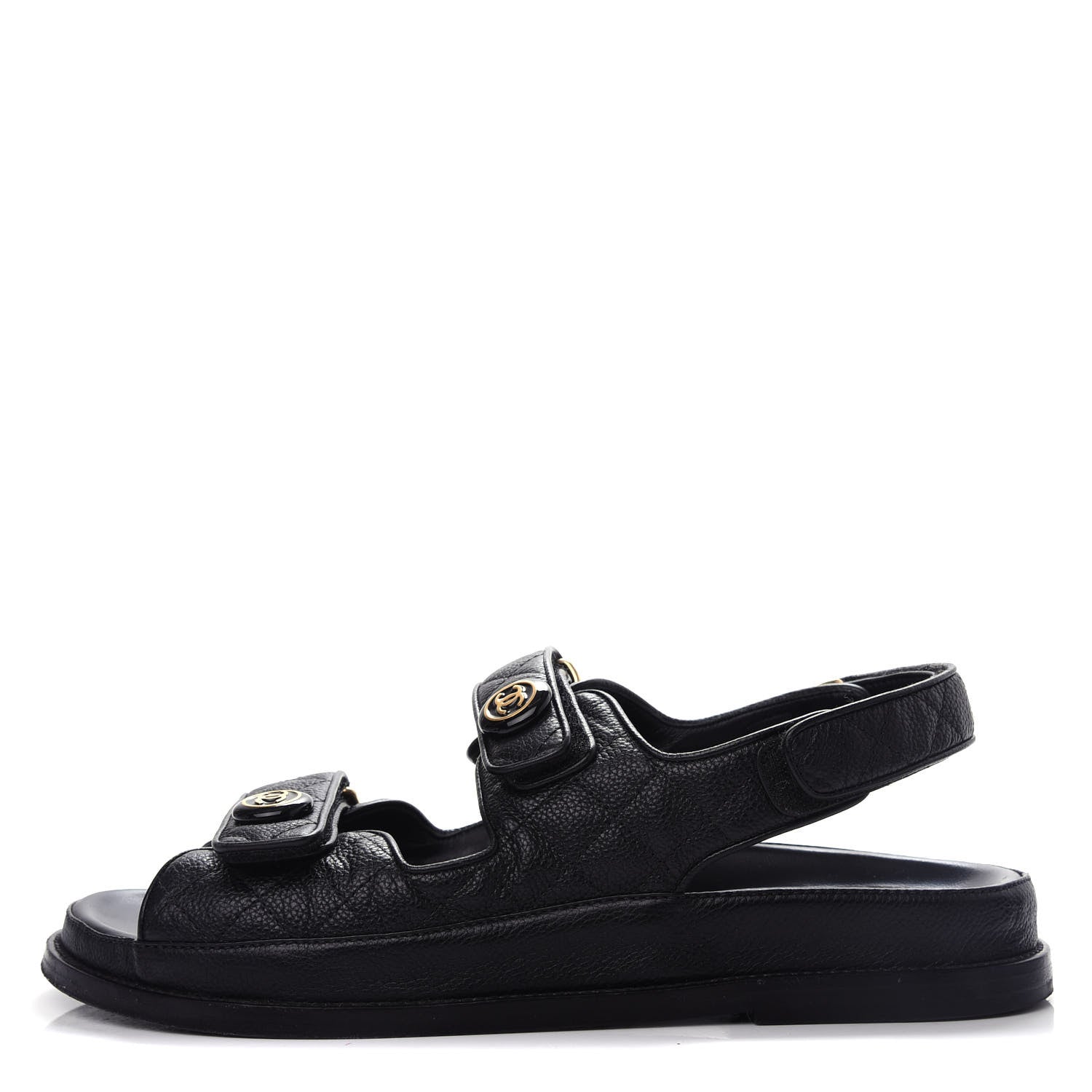 Chanel Grained Calfskin Velcro Dad Sandals 41 Black 1 of 11