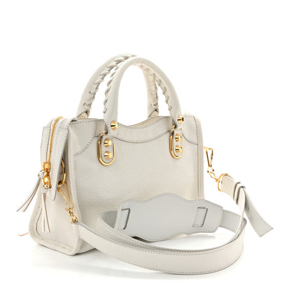 Balenciaga Chevre Gold Metallic Edge Hardware Mini City White 4 of 13