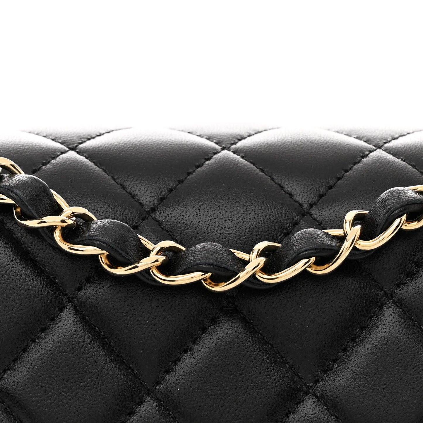 Lambskin Quilted Mini Rectangular Flap Black