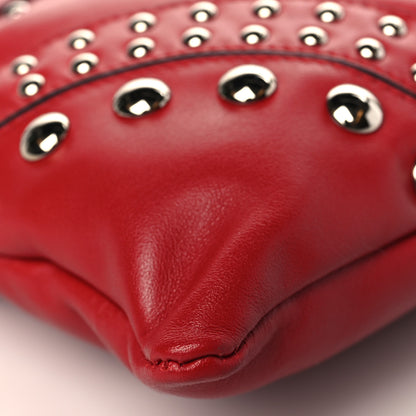 Prada Soft Calfskin Studded Zip Clutch Fuoco 8 of 9