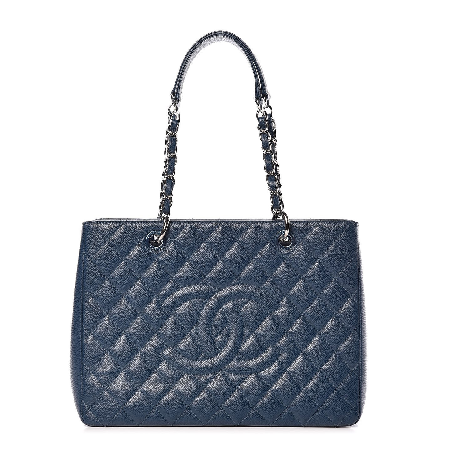 Caviar Quilted Grand Shopping Tote GST Dark Blue
