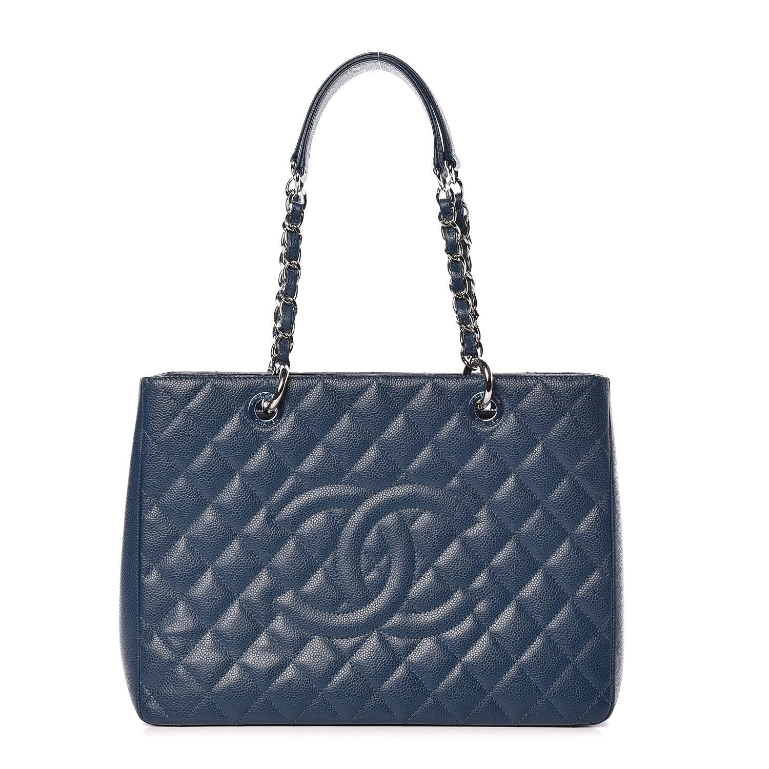 Chanel Caviar Quilted Grand Shopping Tote GST Dark Blue 1 of 13