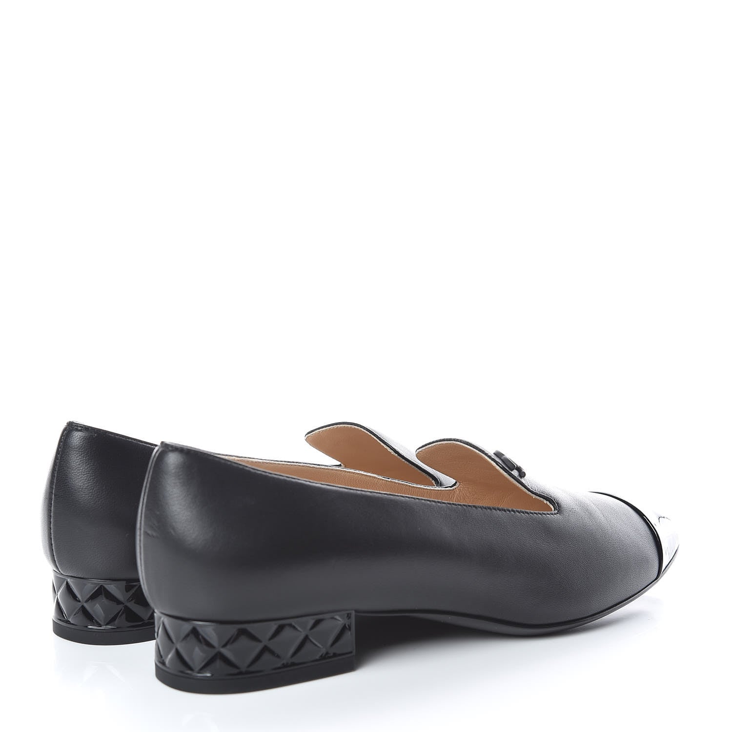 Chanel Lambskin Patent CC Cap Toe Mocassin Loafer 37.5 Black 4 of 10