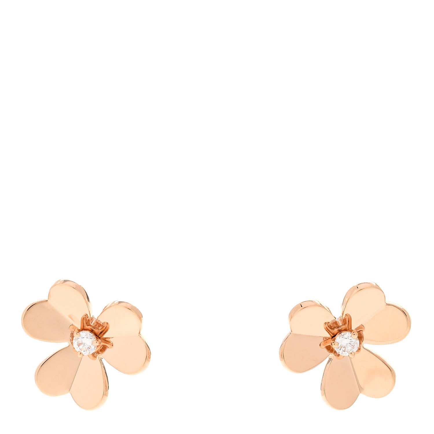 Van Cleef & Arpels 18K Rose Gold Diamond Small Frivole Earrings 1 of 7