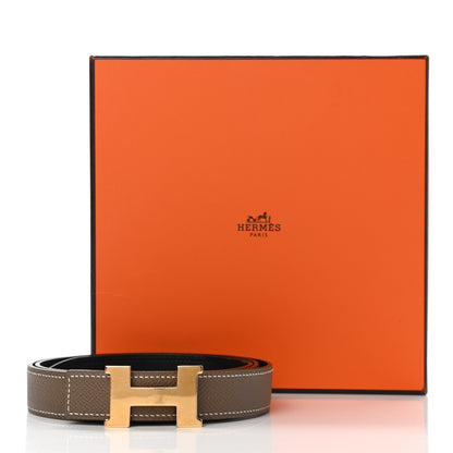 Hermes Swift Epsom 24mm Mini Constance H Belt 90 Black Etoupe 7 of 7