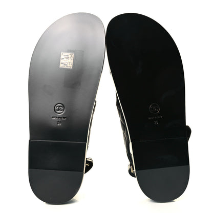 Chanel Grained Calfskin Velcro Dad Sandals 39 Black 6 of 9