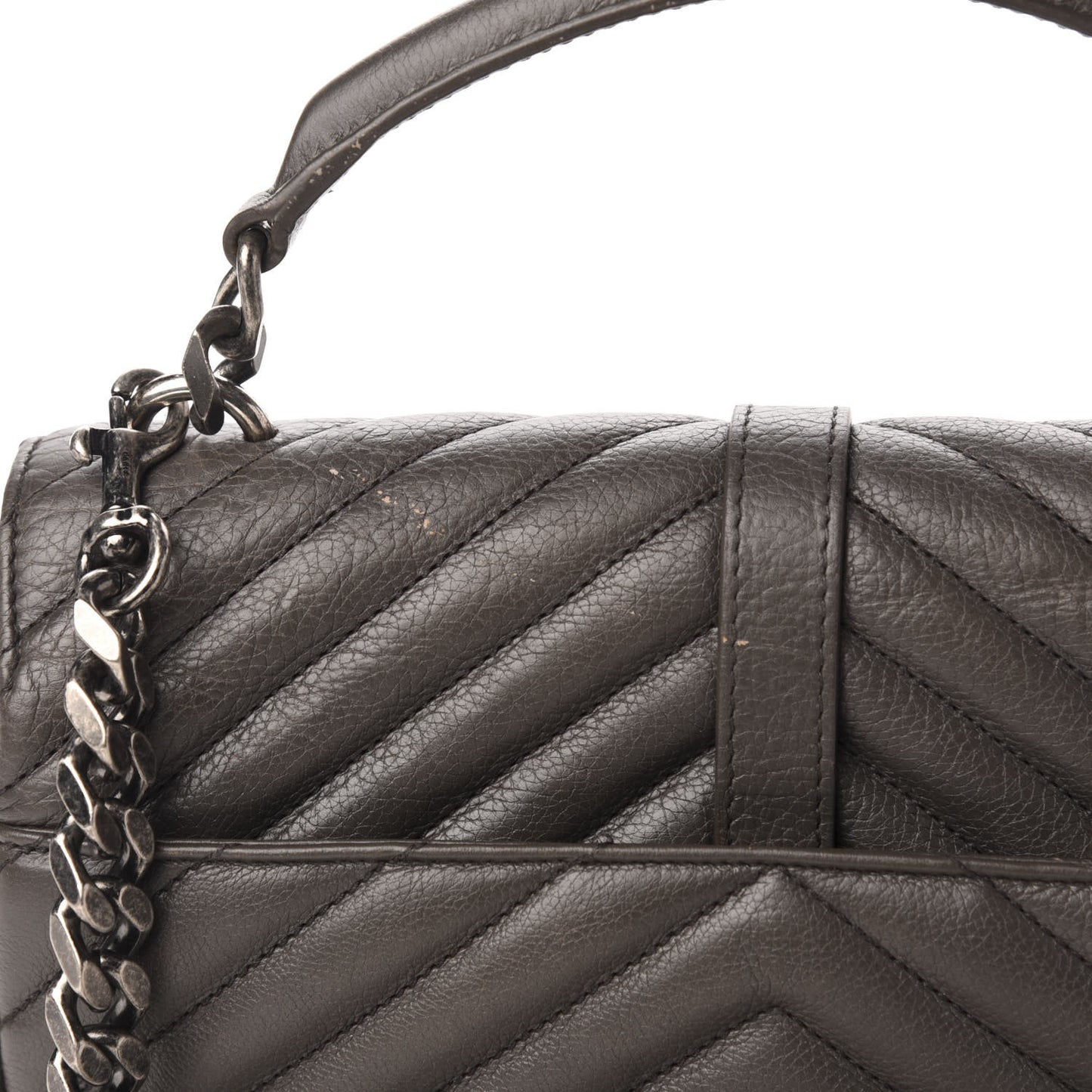 Sheepskin Matelasse Chevron Monogram Medium College Bag Asphalt