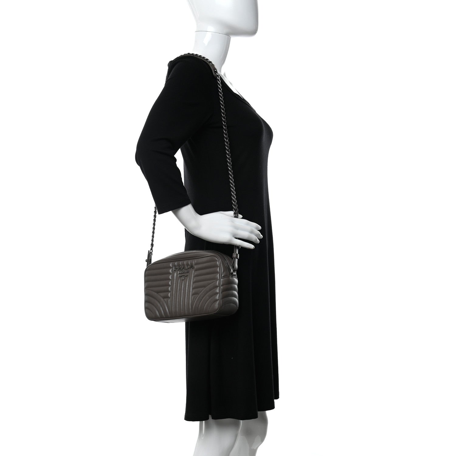 Prada Soft Calfskin Diagramme Camera Bag Bambu 2 of 9