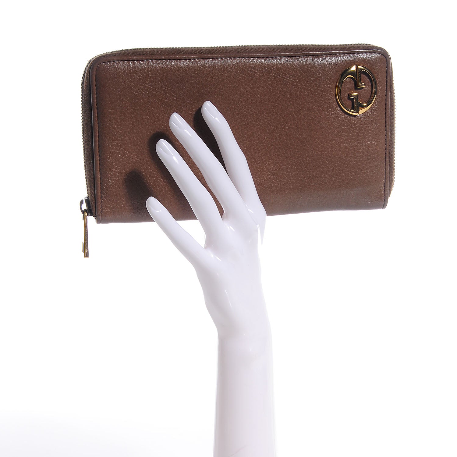 Gucci Leather 1973 Zip Around Wallet Light Brown 2 of 7