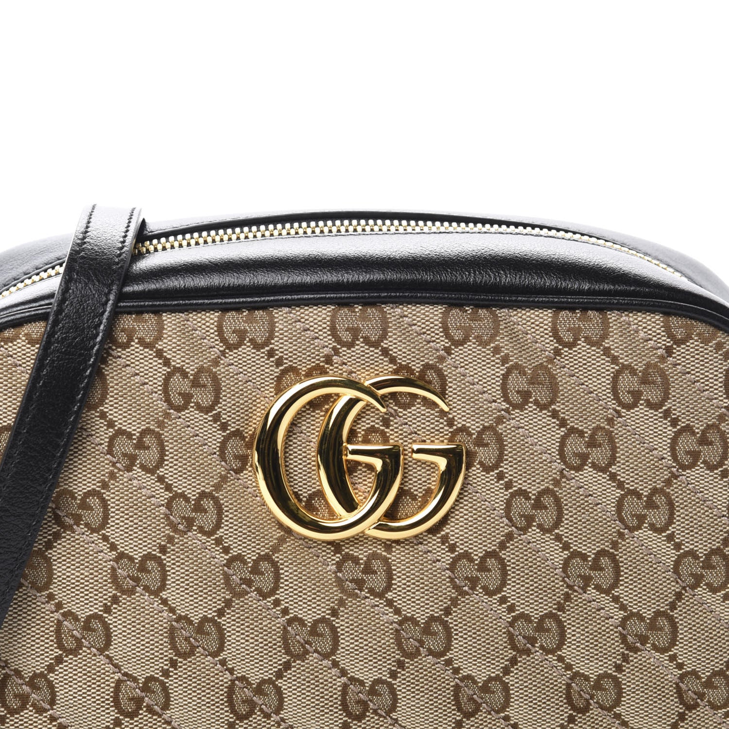 Gucci Monogram Matelasse Diagonal Small GG Marmont Chain Shoulder Bag Beige Black 10 of 10