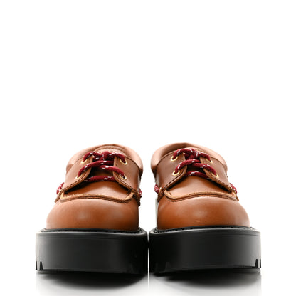 Miu Miu Vitello Platform Loafers 38.5 Cognac 3 of 10