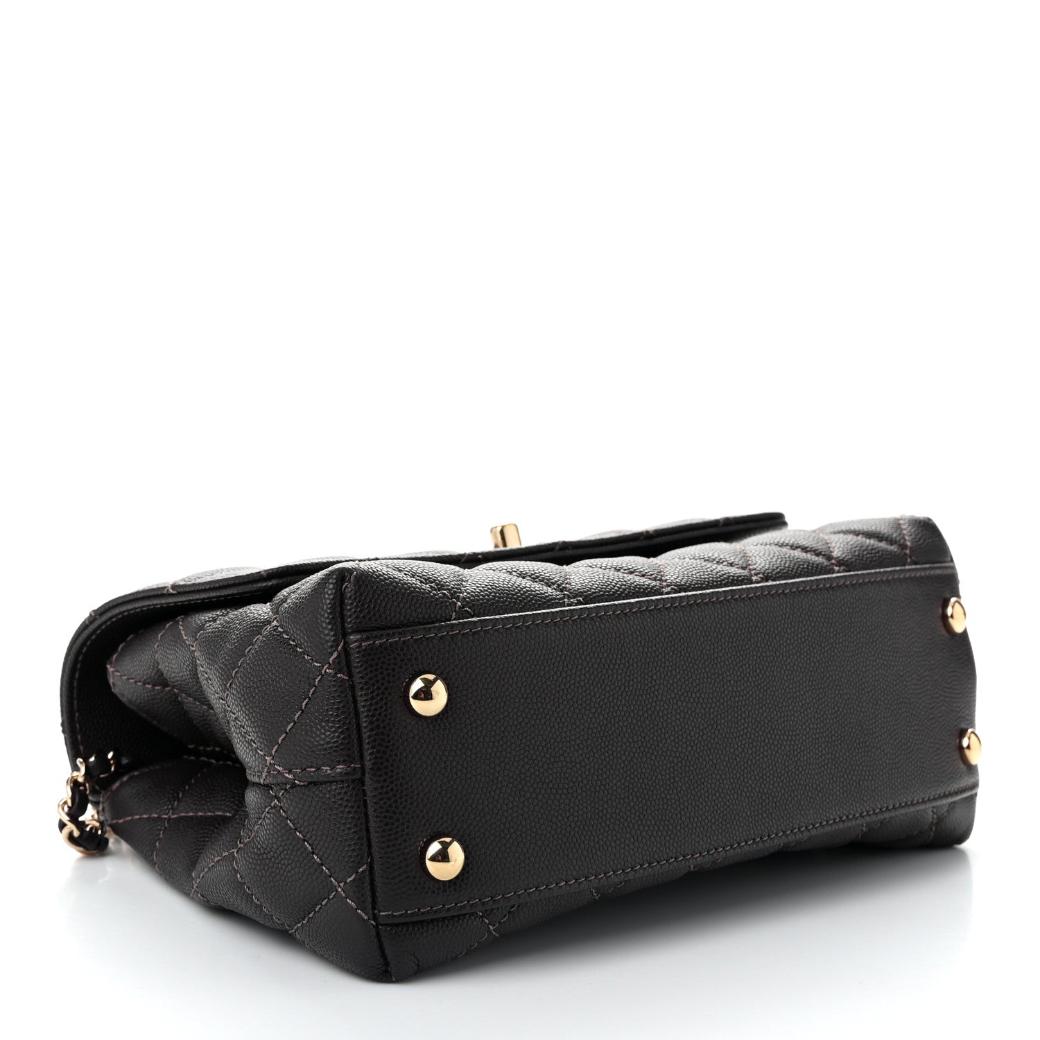 Chanel Caviar Quilted Lizard Embossed Mini Coco Handle Flap Dark Brown 4 of 11