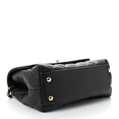 Chanel Caviar Quilted Lizard Embossed Mini Coco Handle Flap Dark Brown 4 of 11