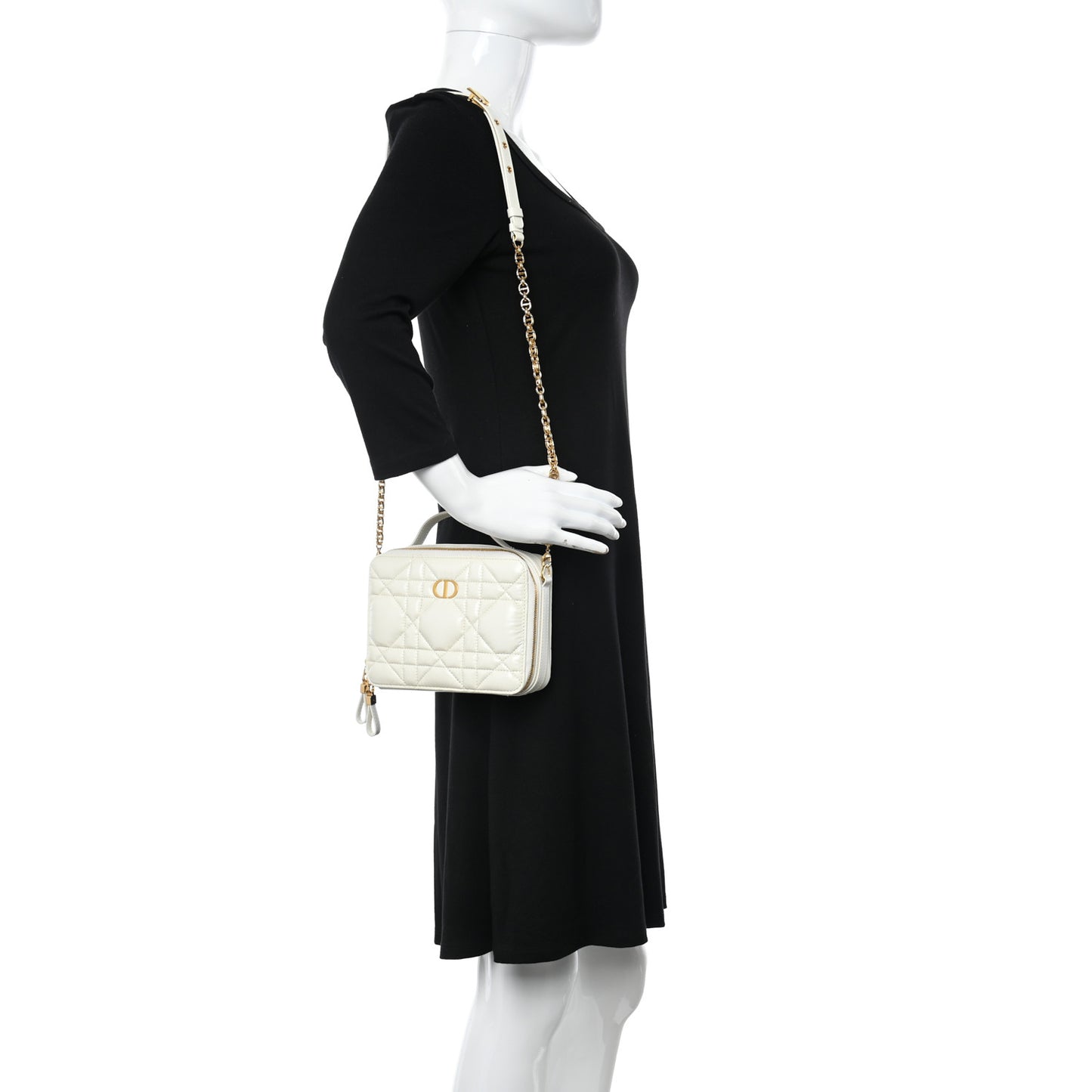 Calfskin Macrocannage Caro Box Bag Latte
