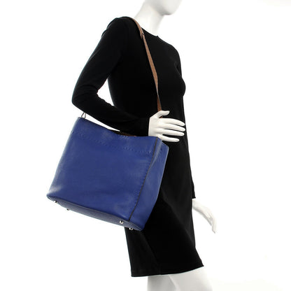 Fendi Cuoio Romano Selleria Tri-color Large Anna Bucket Bag Blue Neon 2 of 11