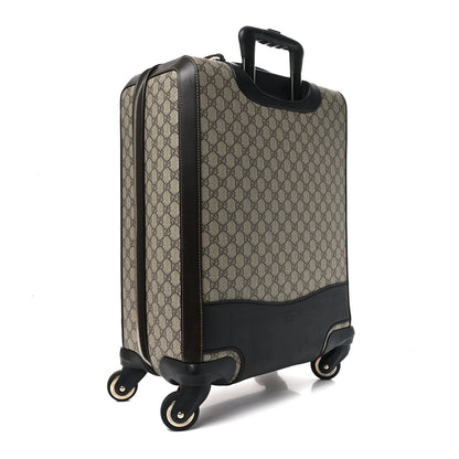 Gucci GG Supreme Monogram Selleria Calfskin Four Wheel Carry On Suitcase Beige Ebony Cocoa 2 of 9