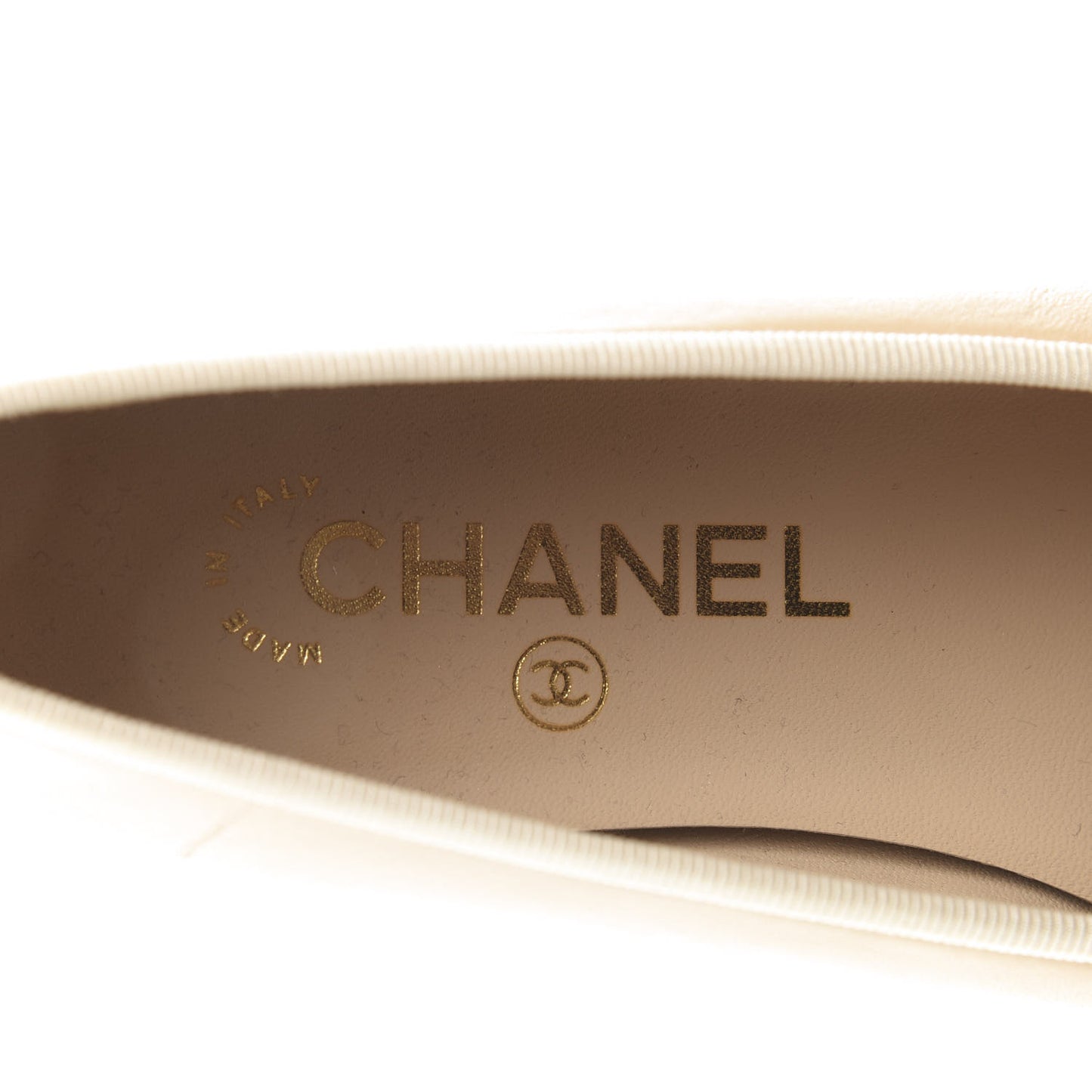 Lambskin Cap Toe Ballerina Flats 38 Beige Black