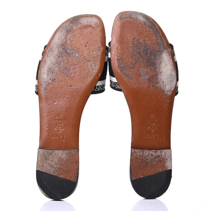 Christian Dior Canvas Embroidered Dway Mules Slide Sandals 39 Black 6 of 6